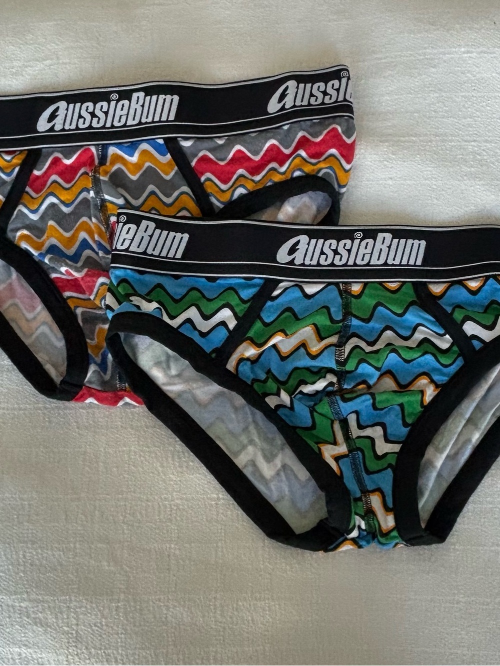 New AussieBum Multicolor Zigzag Briefs - Green & Blue Pair